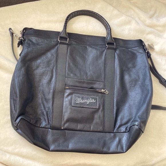 Wrangler Bags Wrangler Totepursebag Unisex Black Buffalo Leather